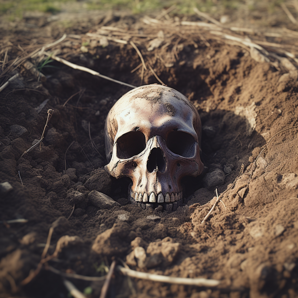 Half Buried Skull in the Ground