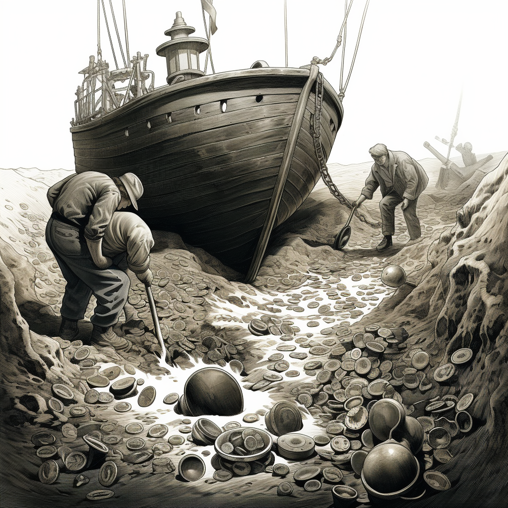 Illustration of buried treasure search