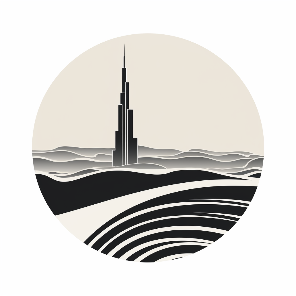 Stunning black and white dunes logo design of Burj Khalifa.