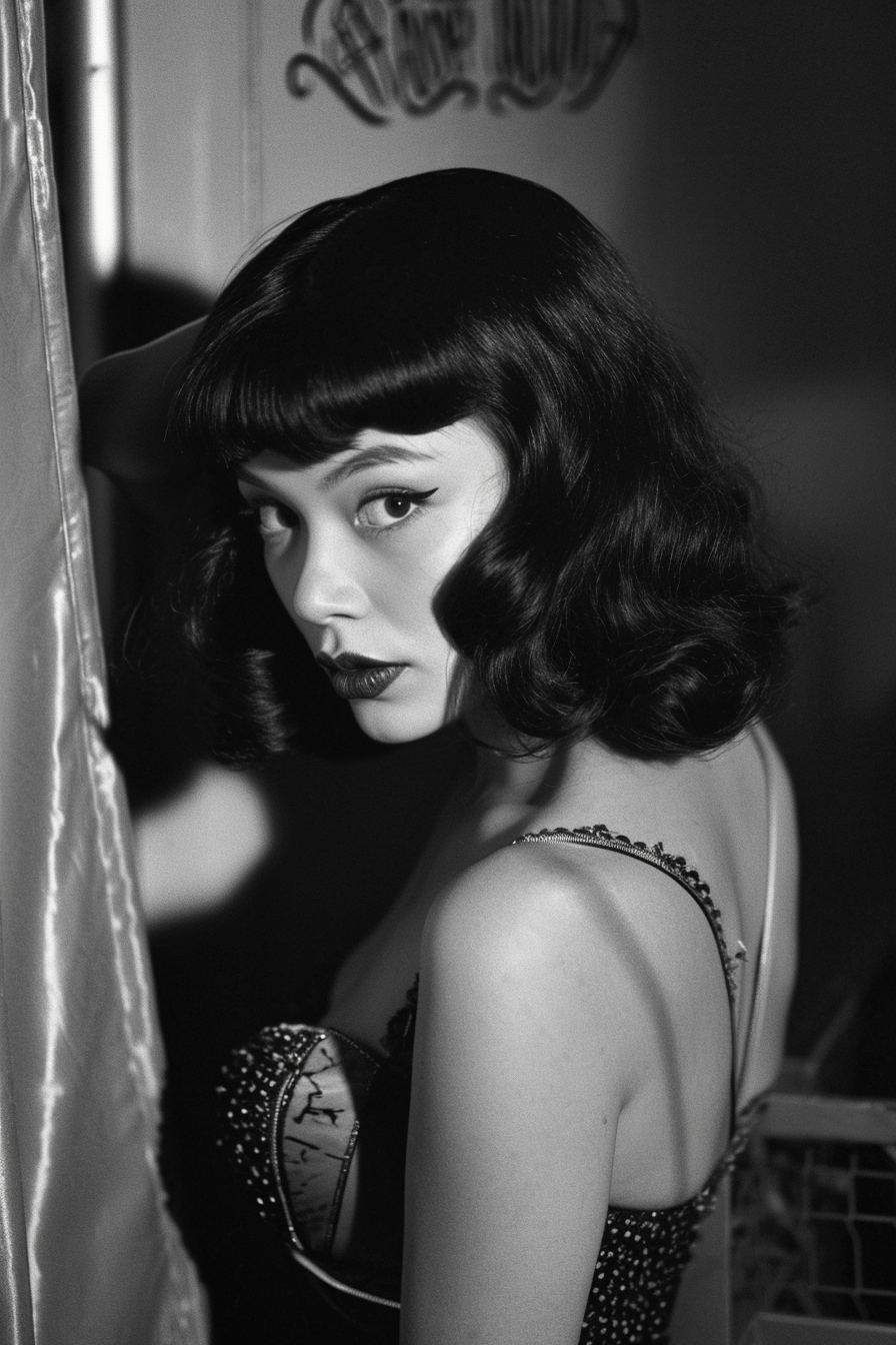 Burlesque girl in dressing room