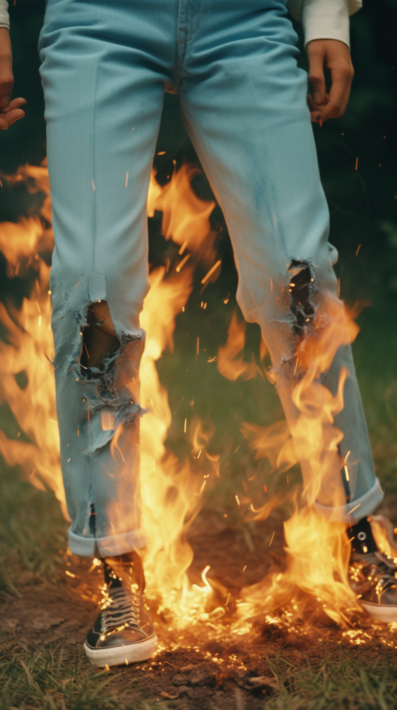 Jean pockets with burned holes