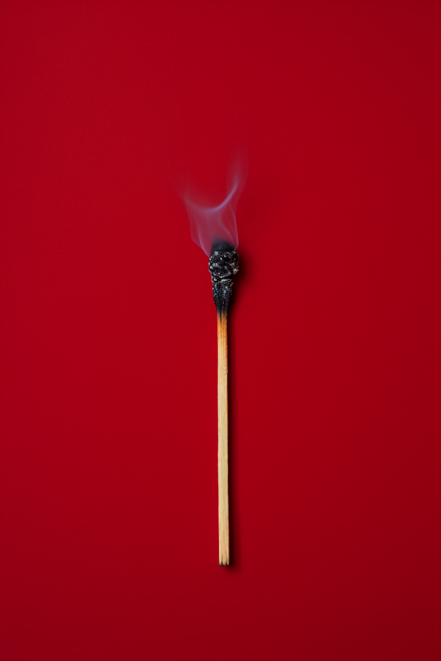 Matchstick on red background