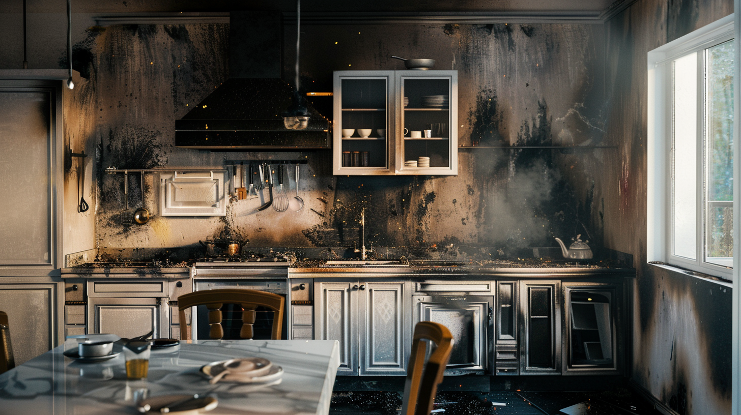 Burnt White Kitchen Stock Photo