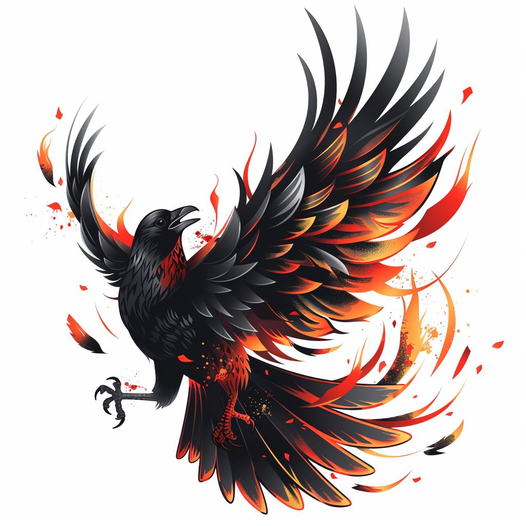 Burning Black Raven Logo Phoenix