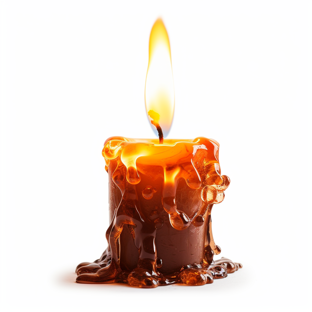 Burning candle on white background