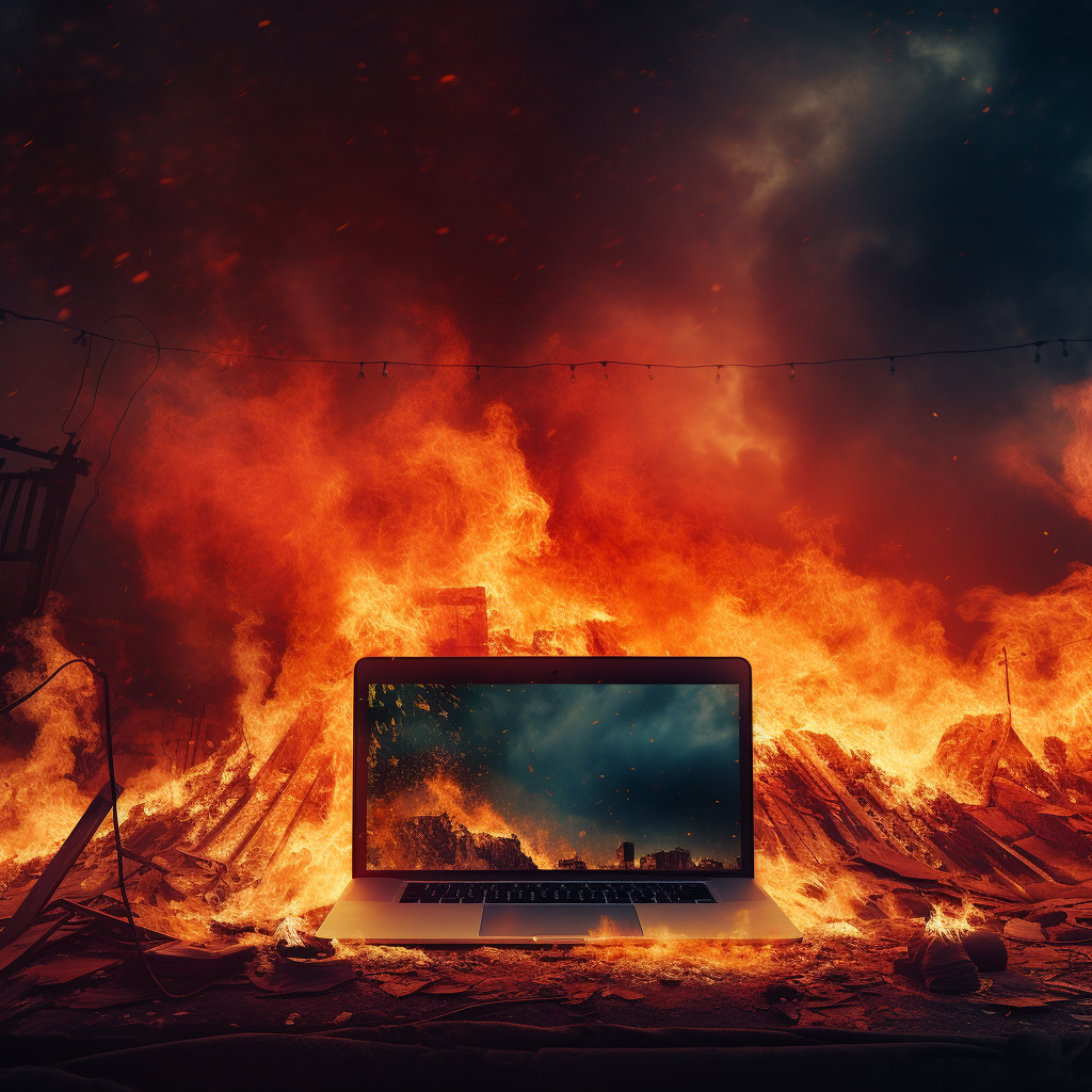 Burning internet banner catching attention