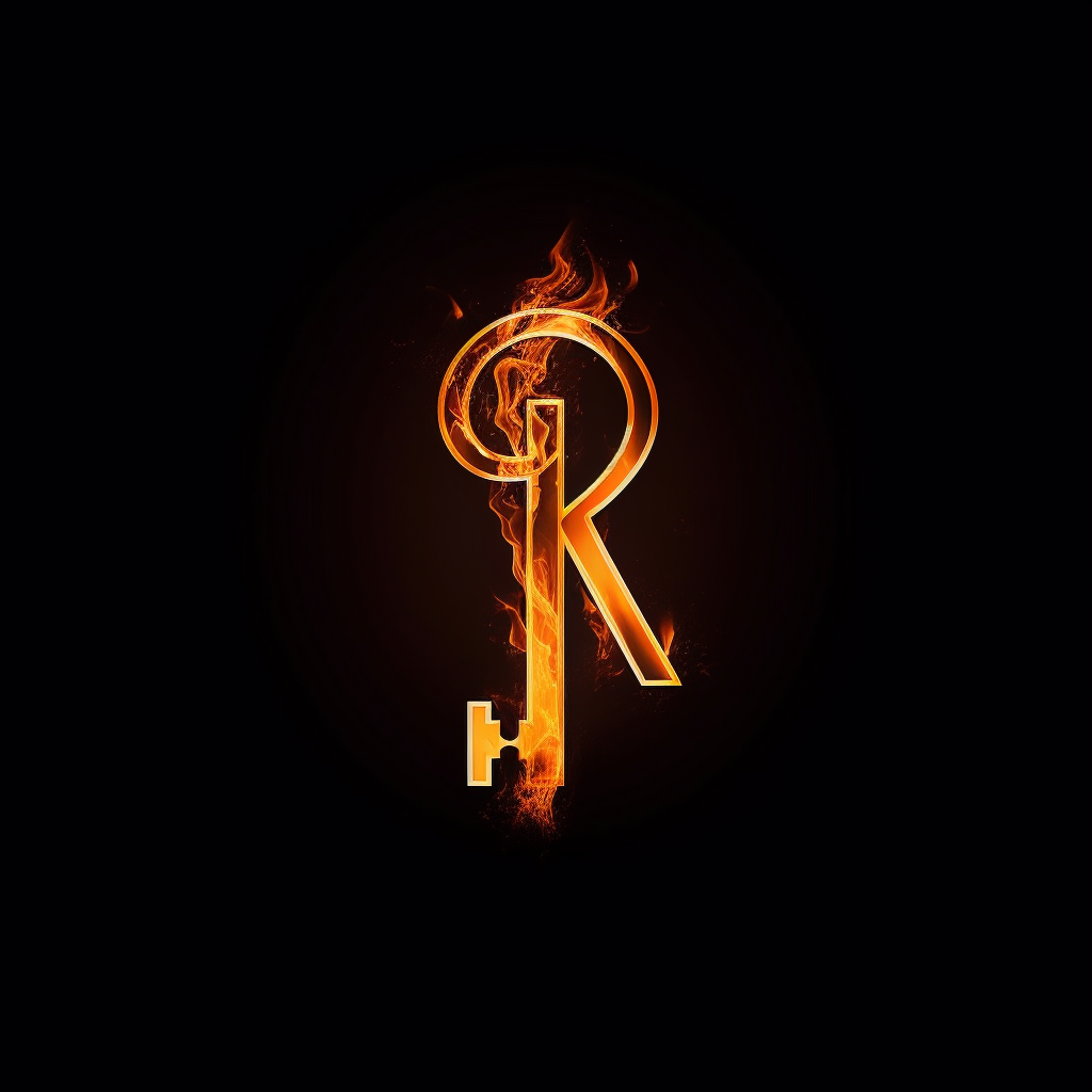 Modern burning key logo on black background