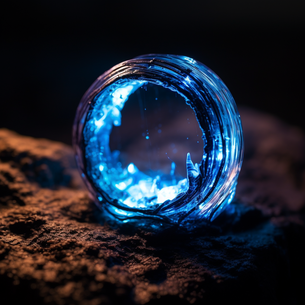 Magnesium burning with captivating blue glow in glass capsule