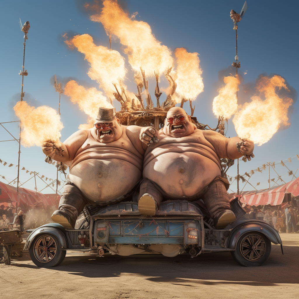 Tweedledee and Tweedledum boxing at Burning Man