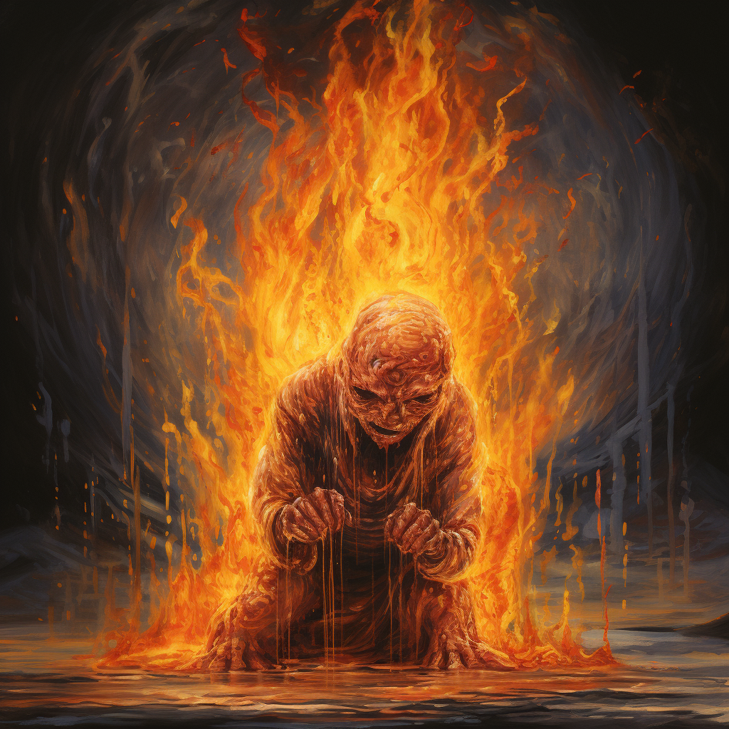 Artwork portraying burning bladder pain