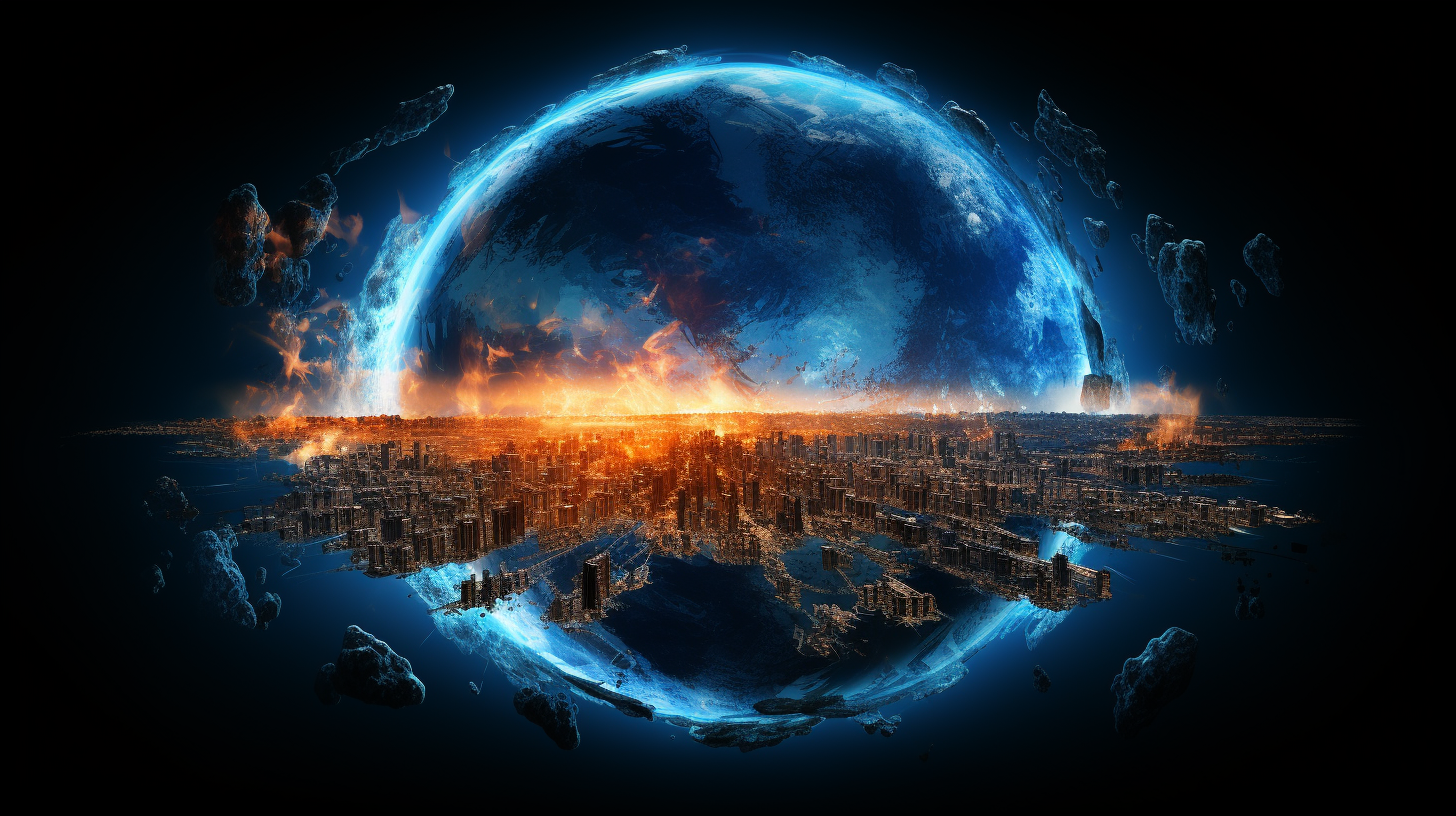 Burning Planet City Blue Shield