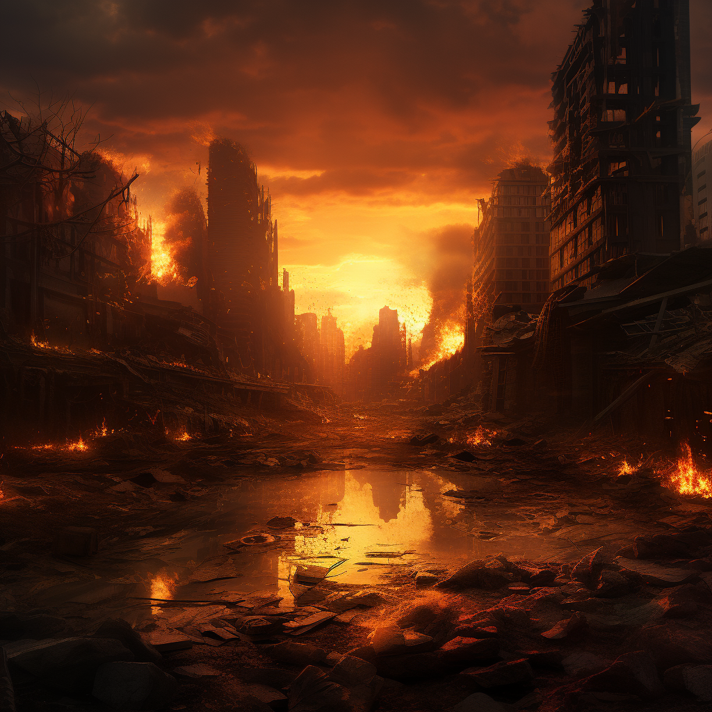 Burning Post Apocalyptic City Photo