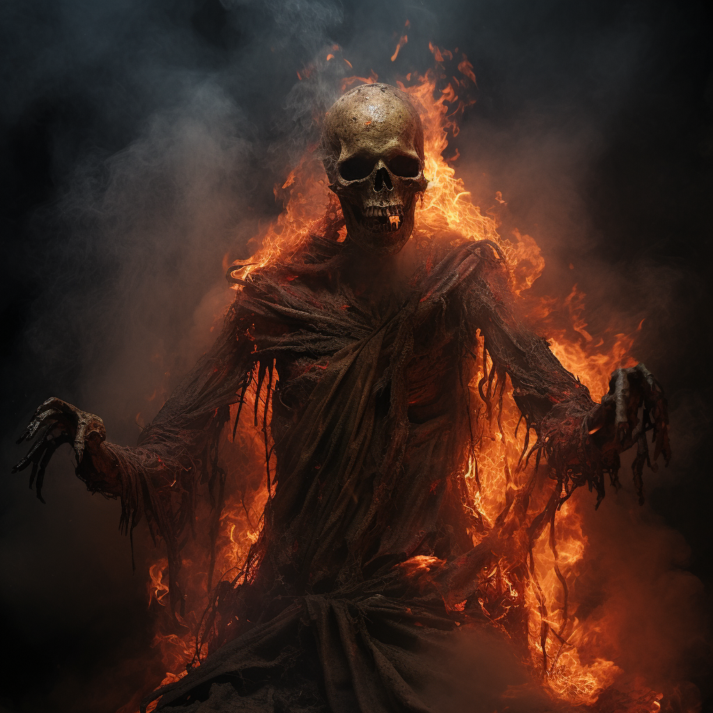 Burning zombie with decay and fire