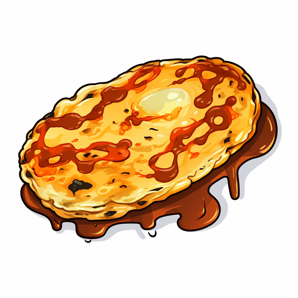 Burnt omelette sticker cartoon white background