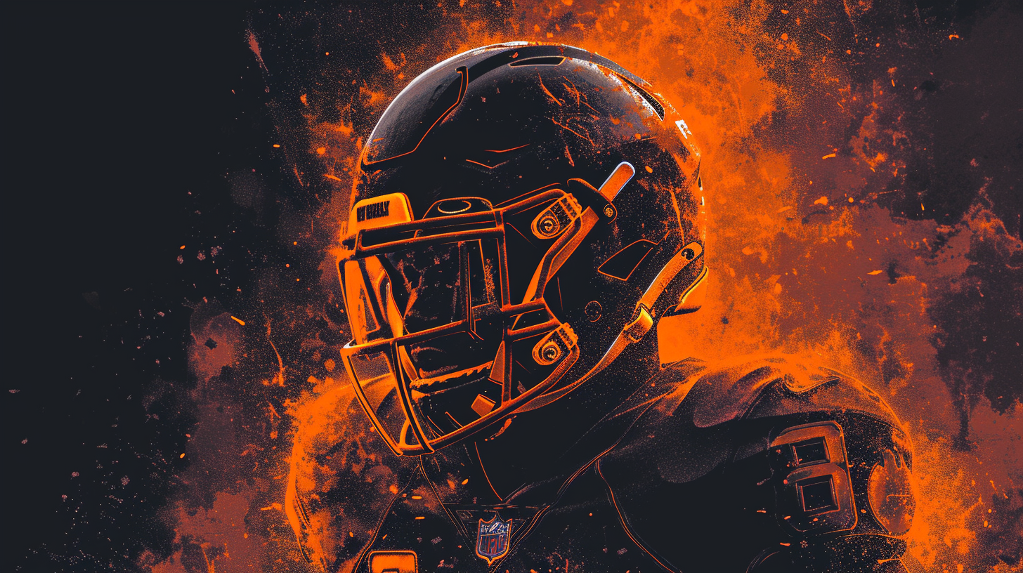 Burnt orange vector logo American football player figure