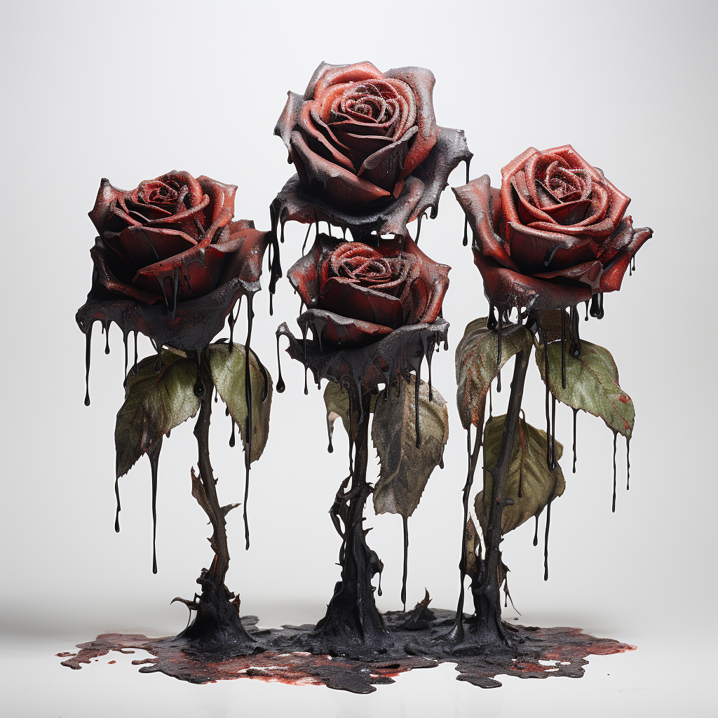 Stunning burnt roses on white background