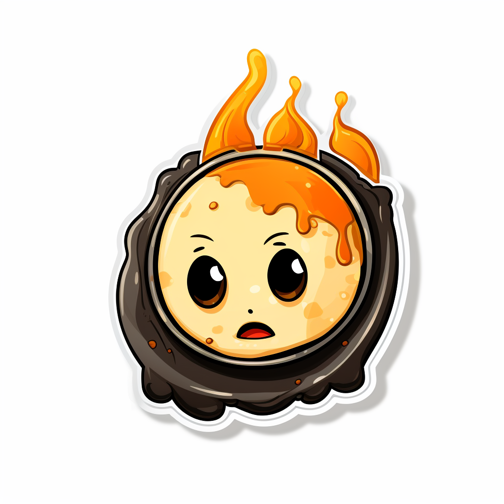 Burnt Omelette Sticker Cartoon White Background