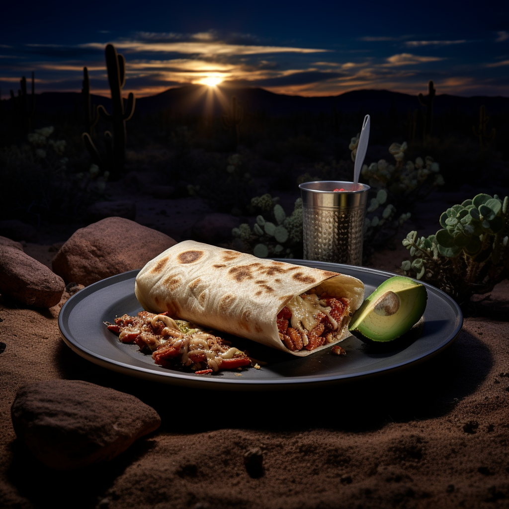 Burrito on Plate Desert Landscape