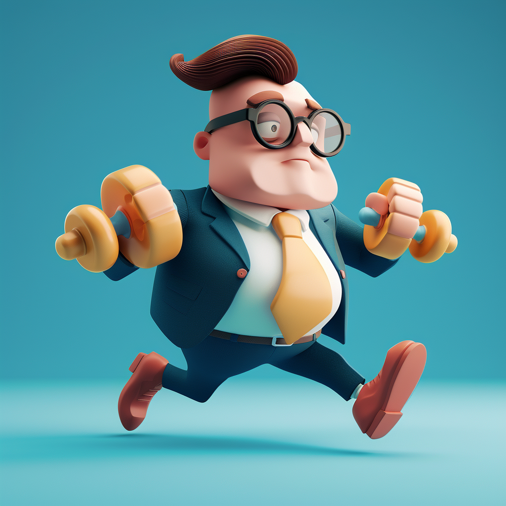 cartoon business analyst fitness 3d