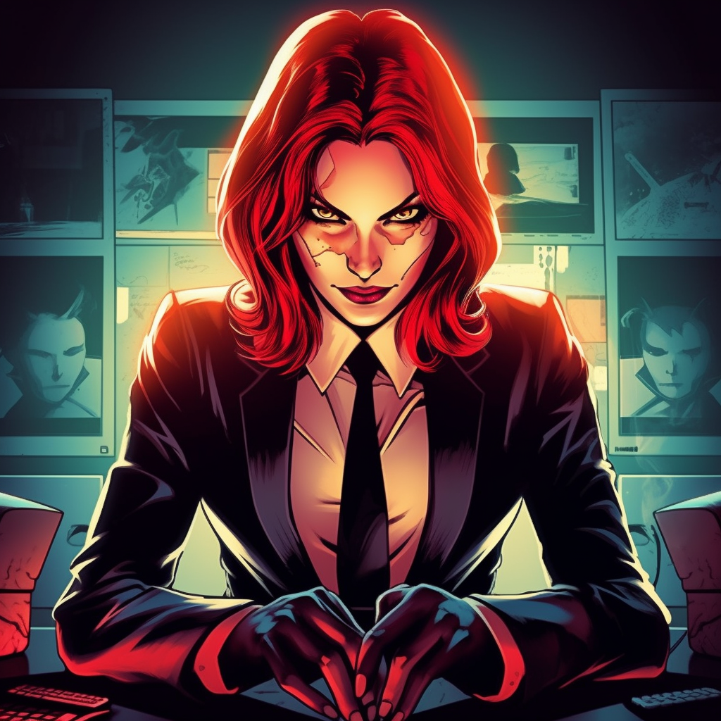 Female demon in business suit ready to make a deal