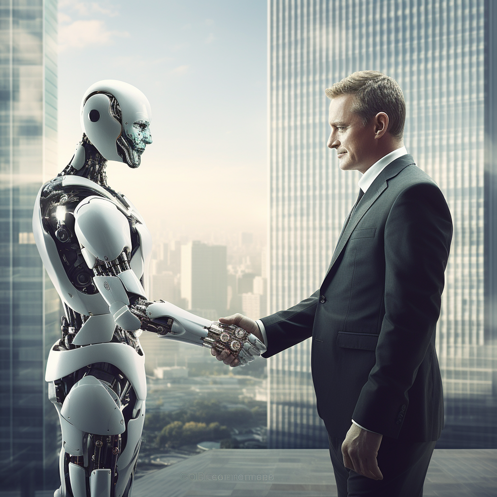 Business Man Handshake Automation Robot White