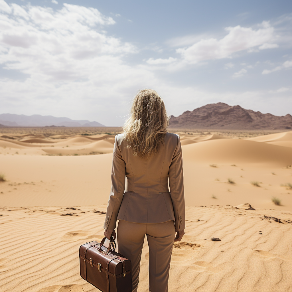 Business woman in desert