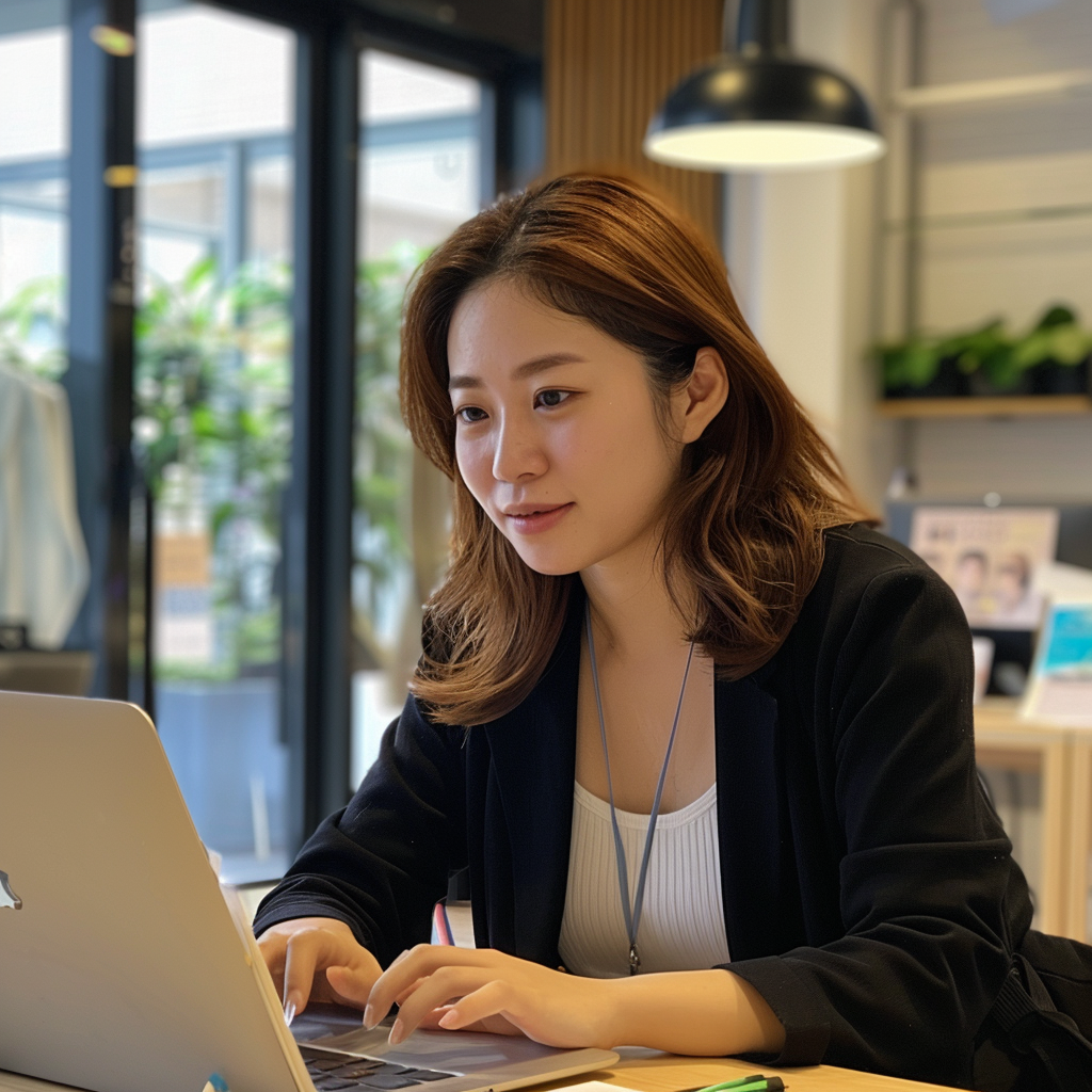 Business woman at work desk