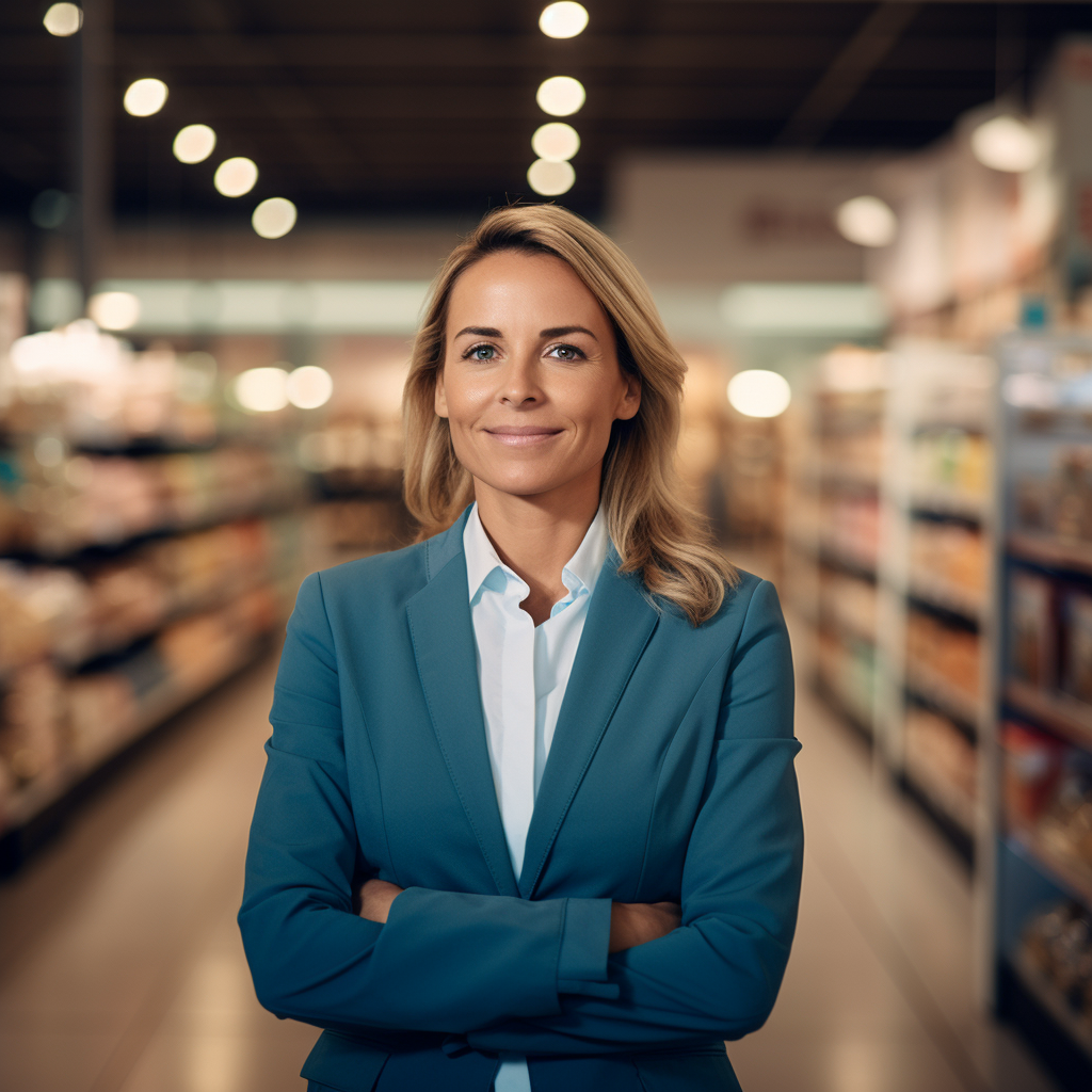 Business woman training staff in pet store