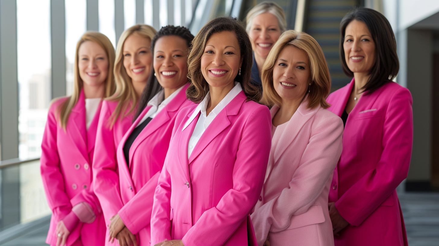 Business women group pink jackets