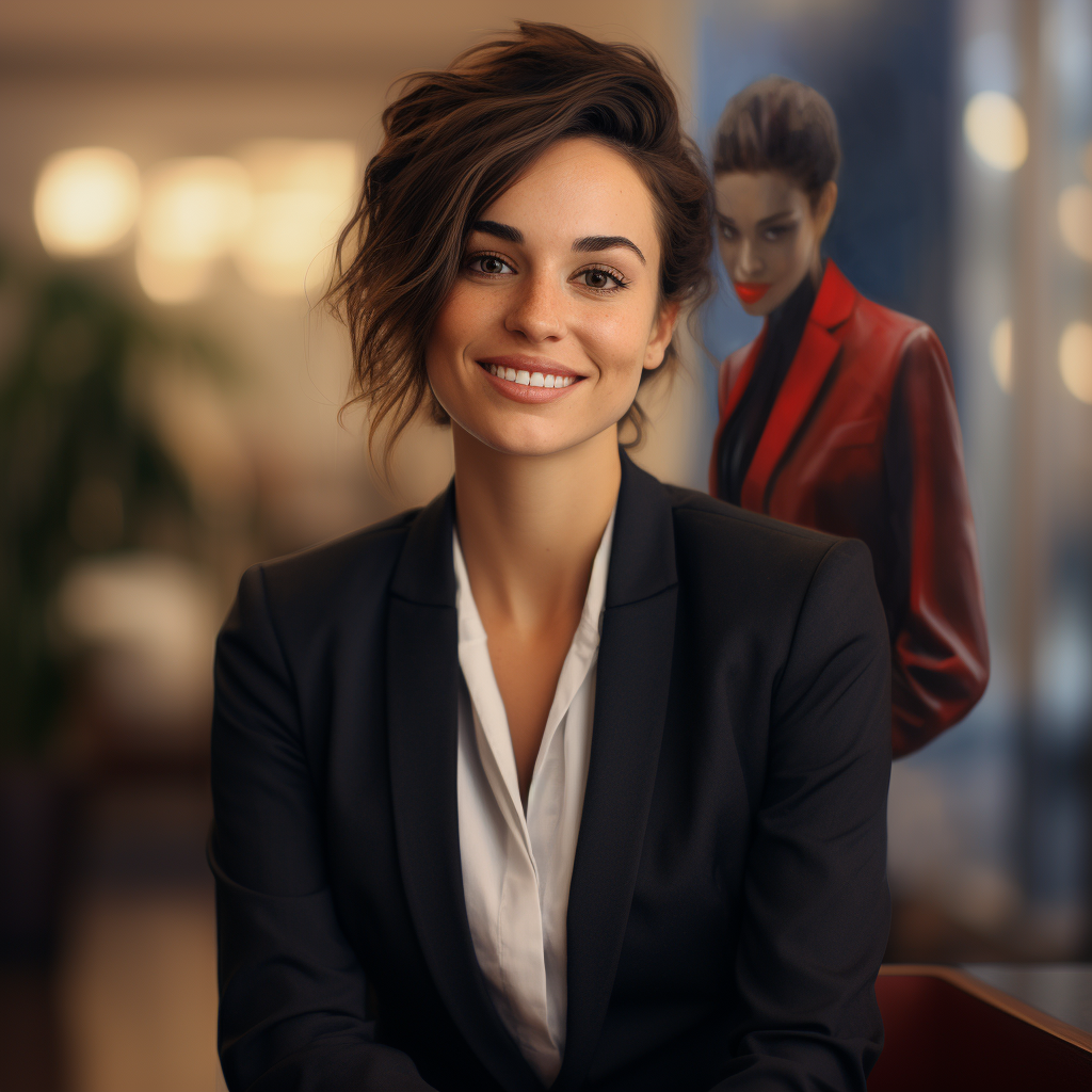 Confident business woman smiling in suit