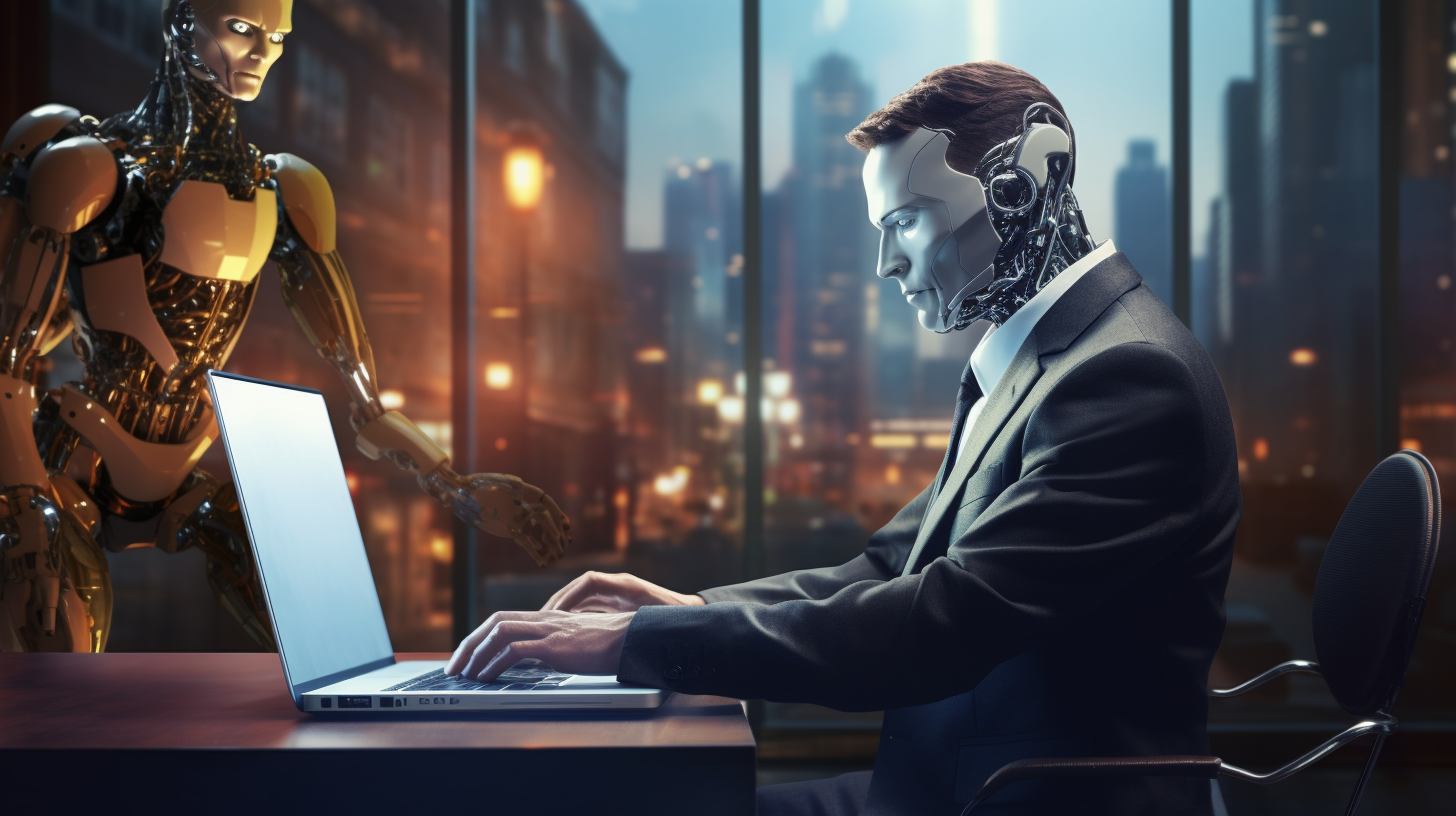 Businessman working with AI technology