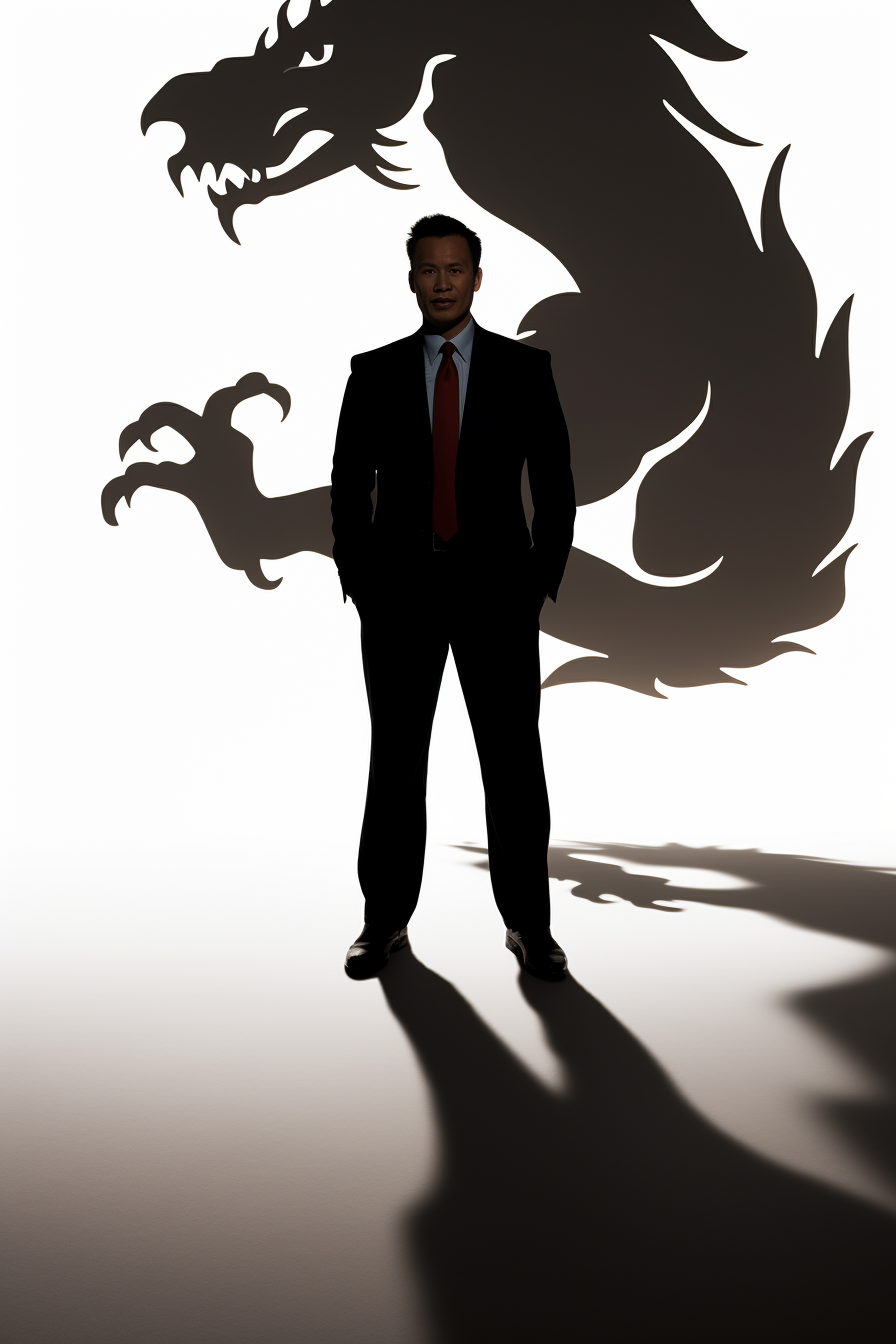 Businessman with Dragon Shadow Silhouette