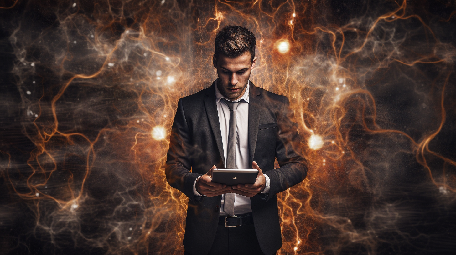 Businessman with Tech Abstract Effects