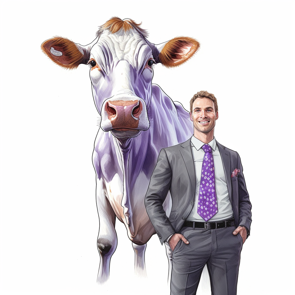 Man in businessman suit with cow head