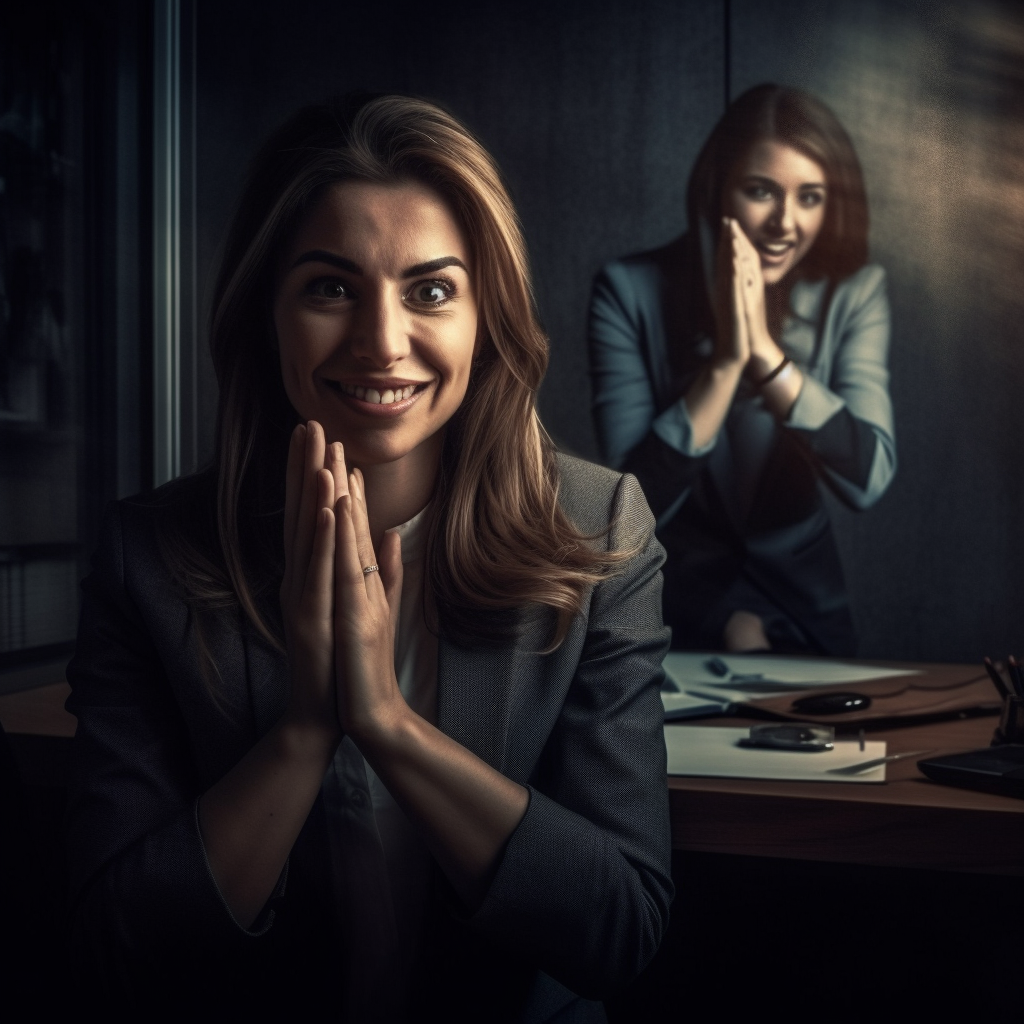 Professional Businesswoman Eavesdropping on Meeting