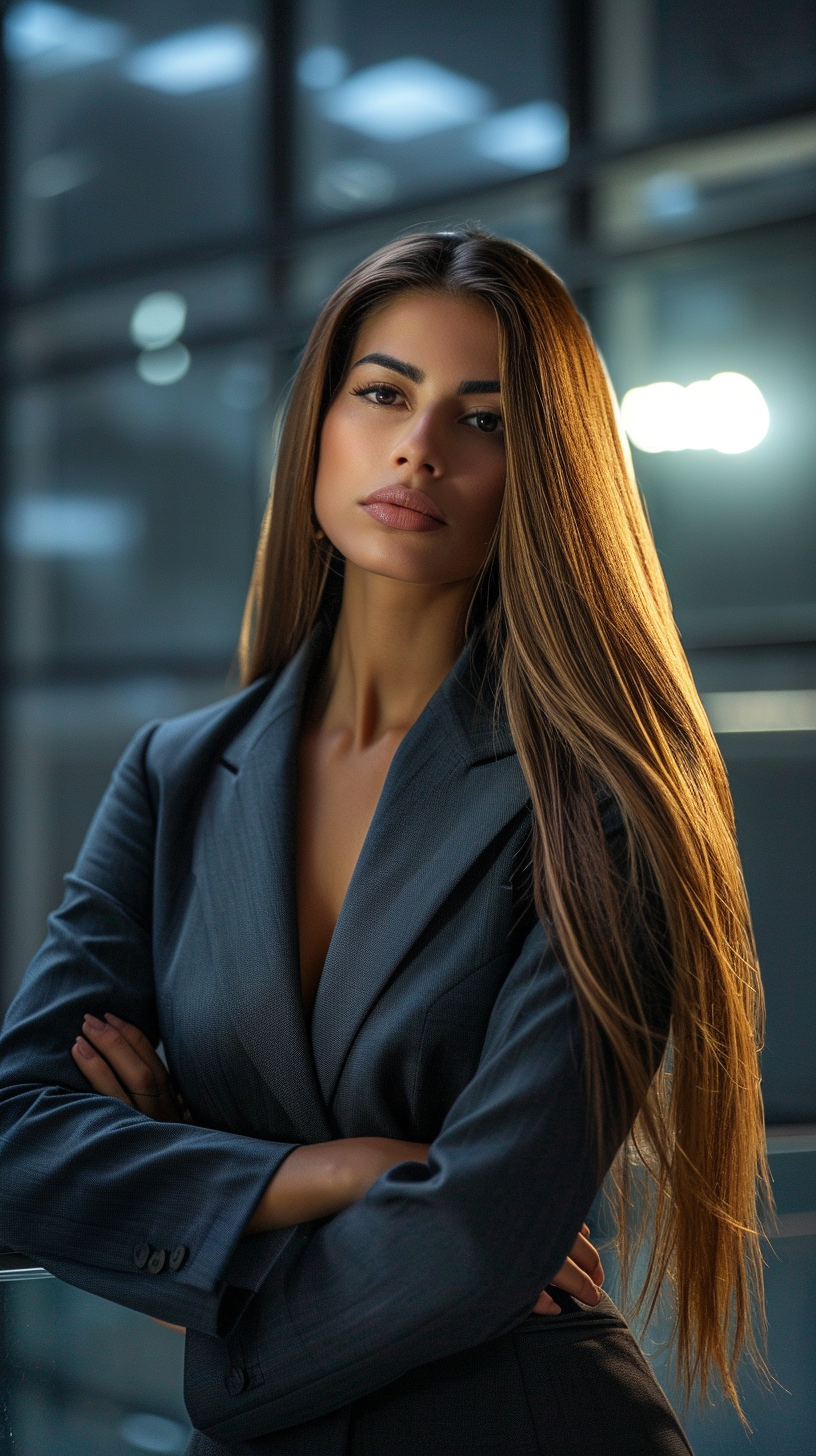 Stunning Modern Businesswoman with Long Hair