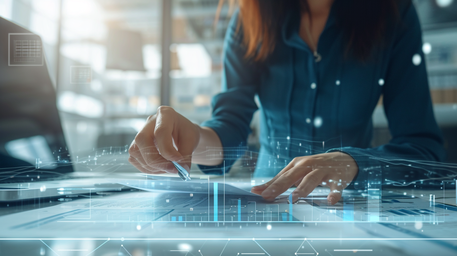 Businesswomen checking electronic documents