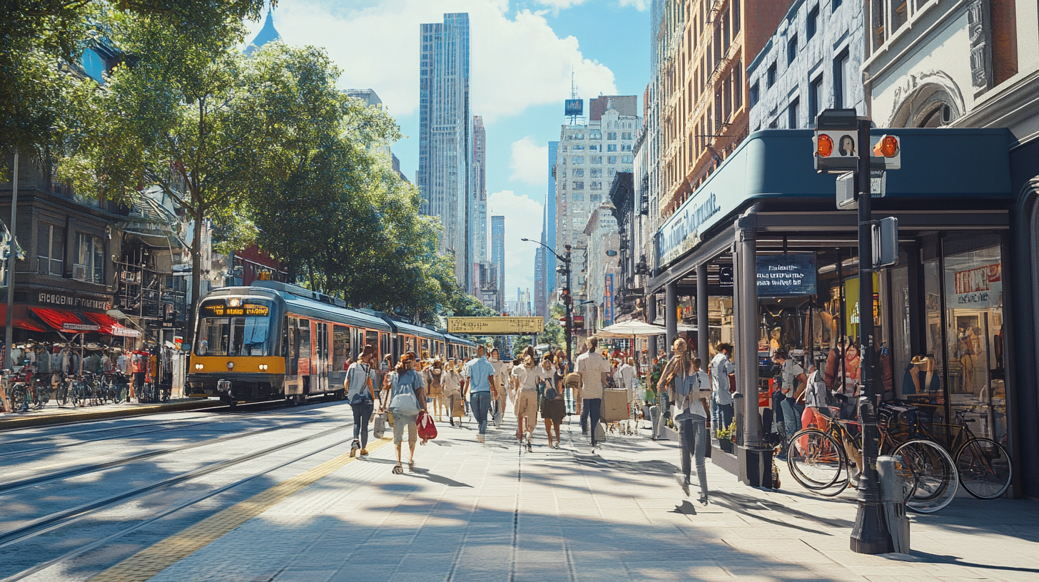 Vibrant Urban Train Station Scene