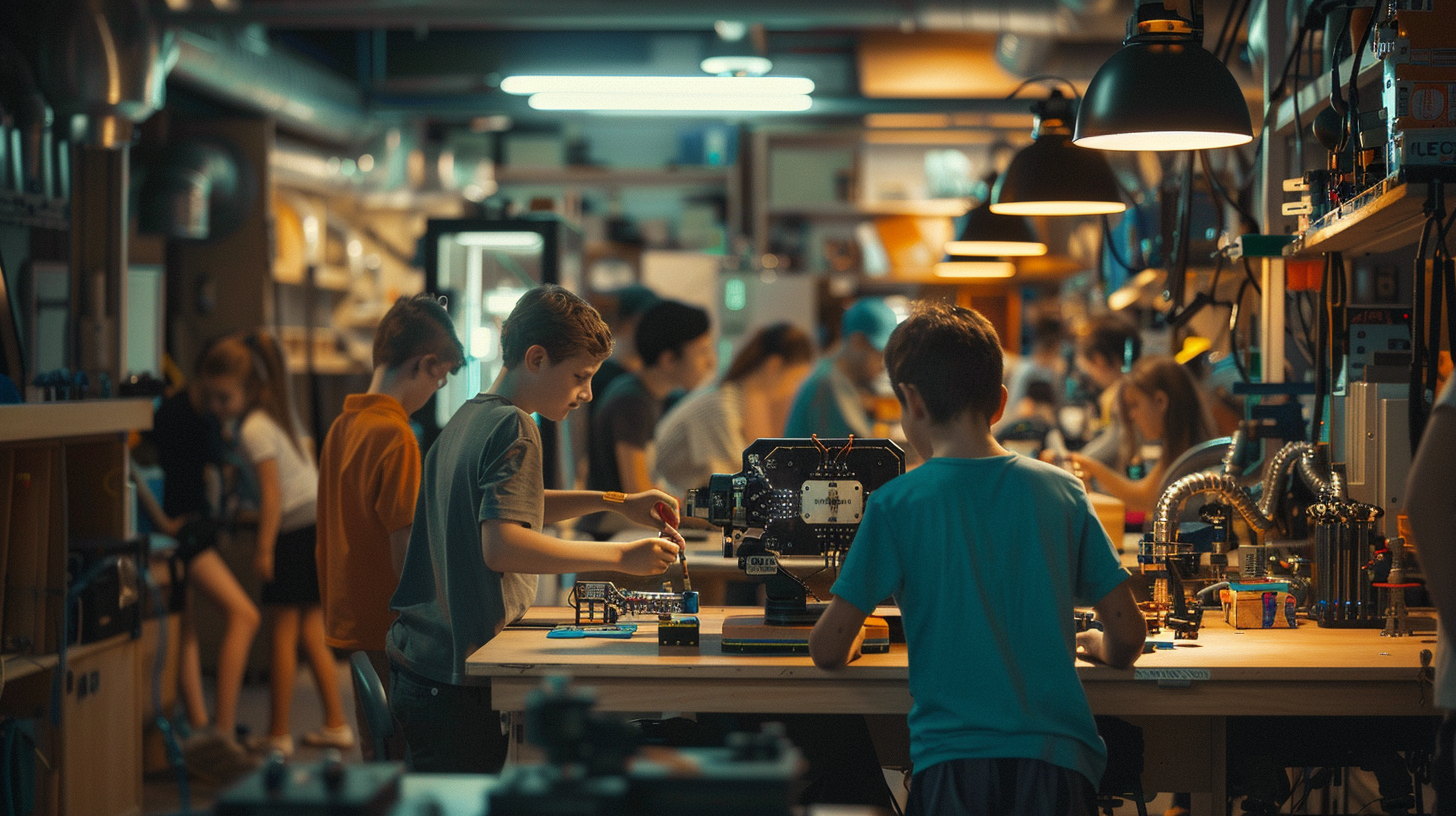 Young makers in workshop