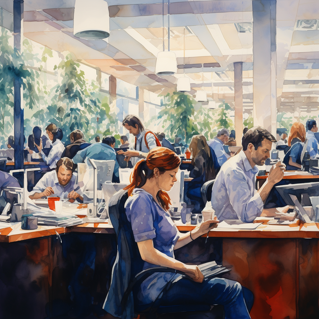 Vibrant office environment painting