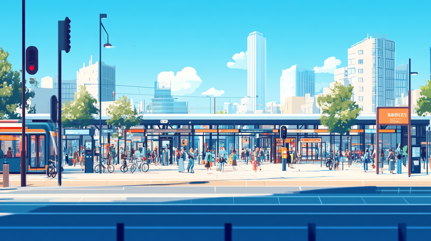 Busy City Train Station Scene