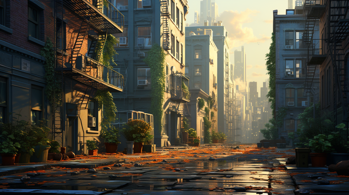 Detailed Image of Busy Backalley in New York