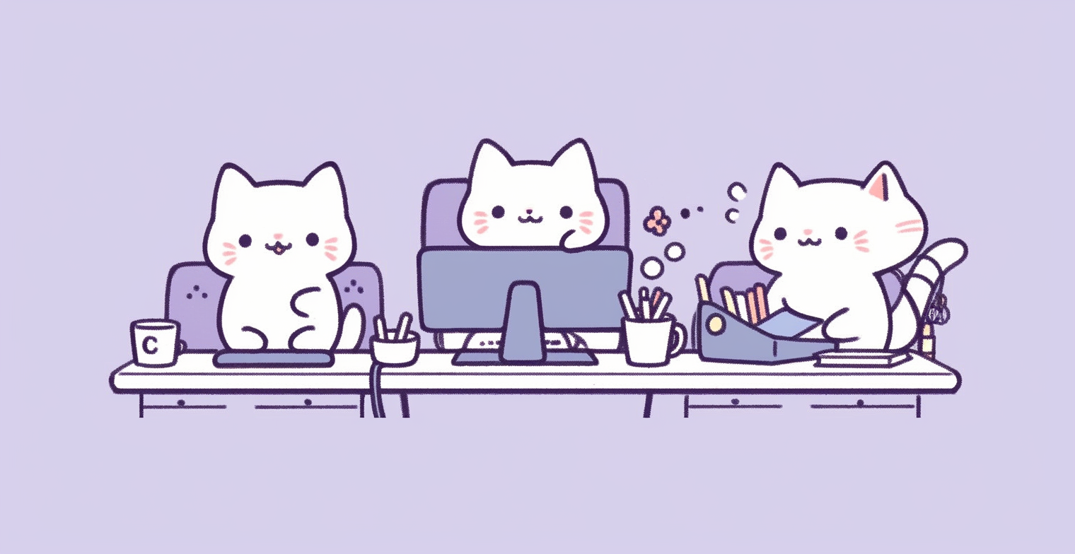 Busy cats working in office