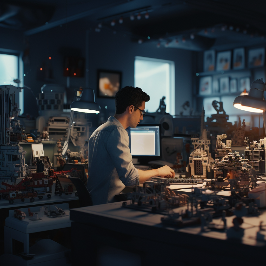 Man working in busy office