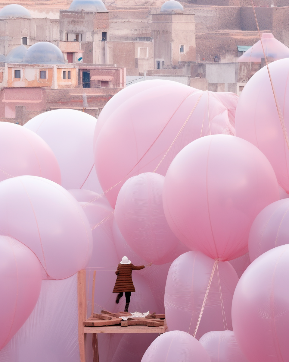 Colorful plastic-covered neighborhood in Morocco