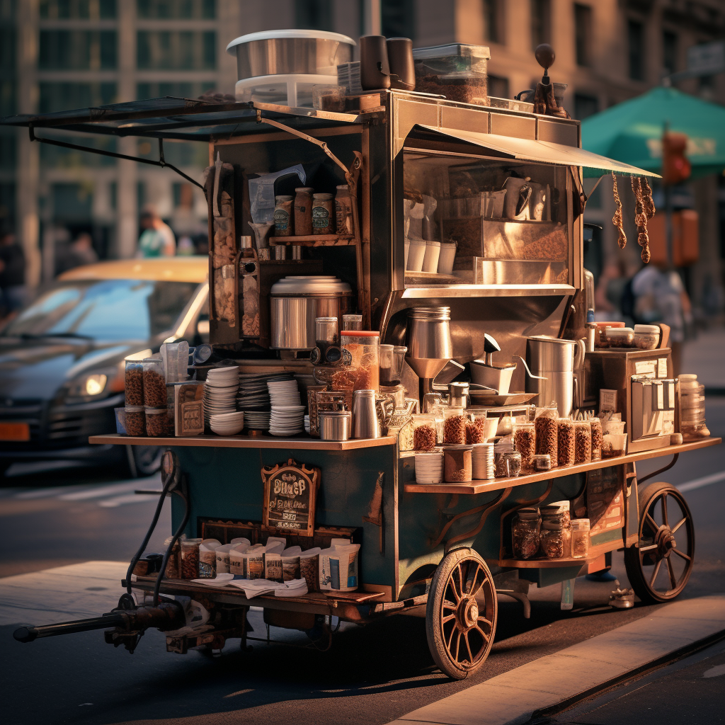 Coffee cart serving hot beverages