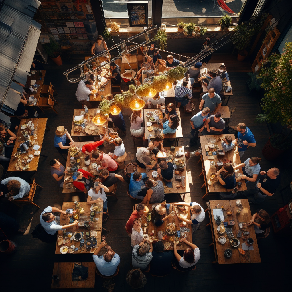 Busy Restaurant From Drone