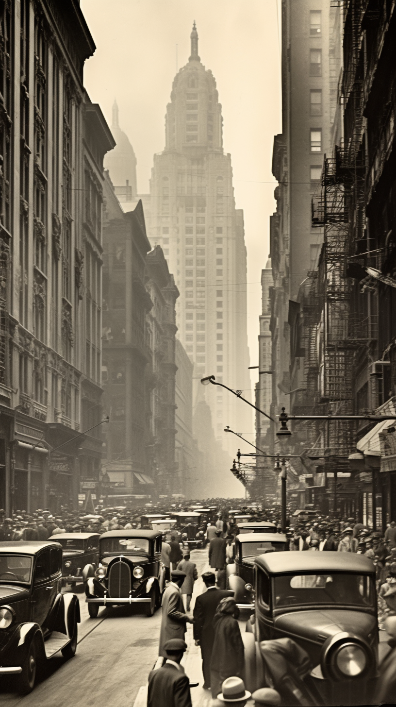 1930s busy city street