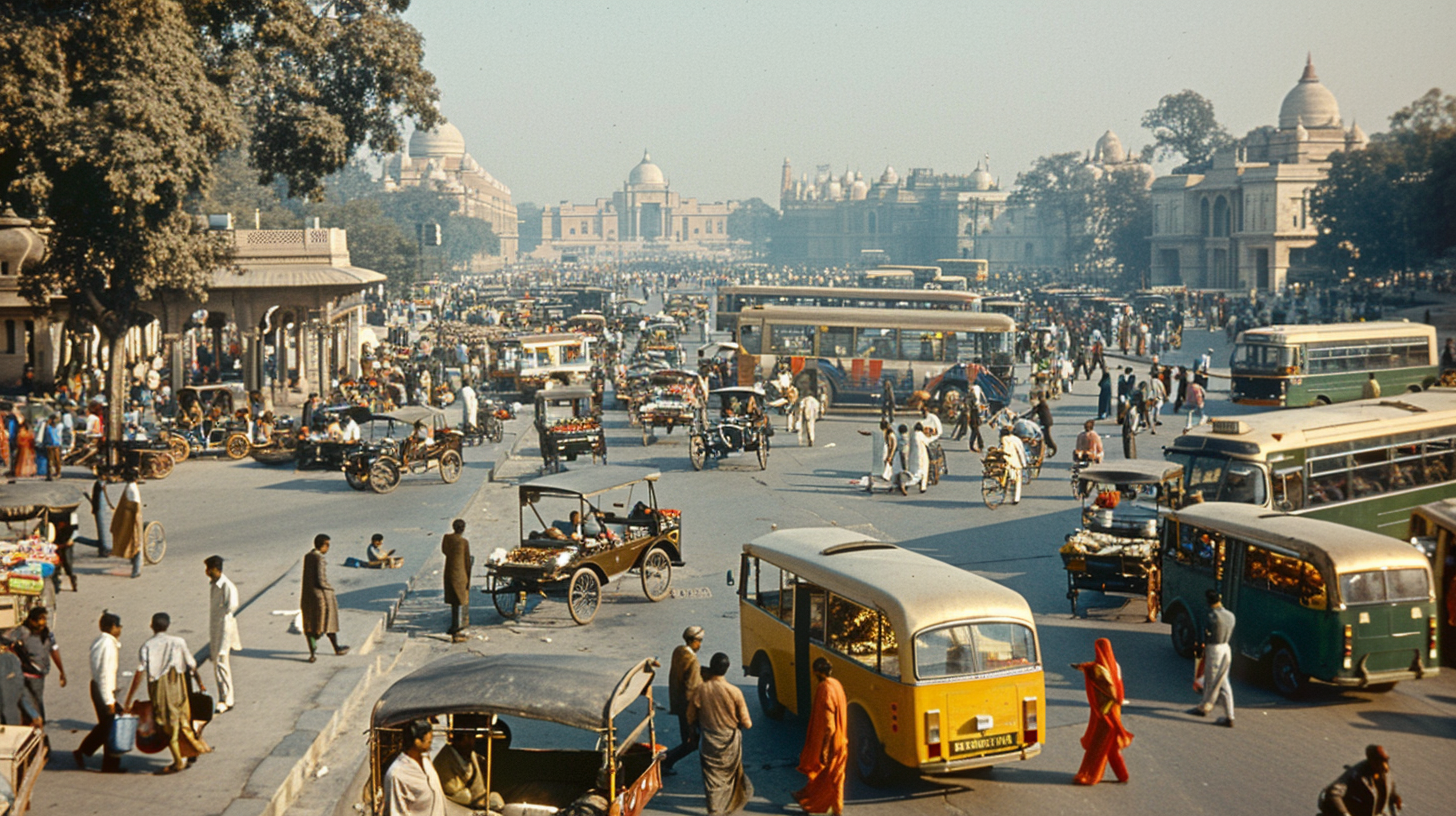 Busy street scene in Delhi