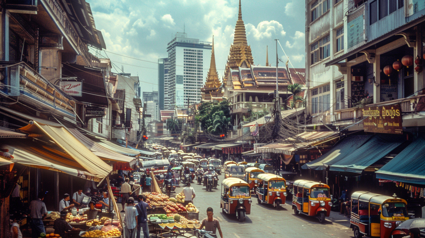 Busy street scene in Bangkok